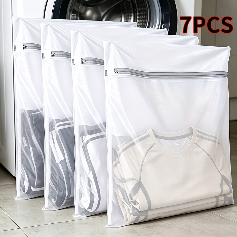 TEMU 7pcs Set Of Fine Mesh Laundry Bags, Thickened Polyester Fiber Material, Wear-resistant And Breathable Anti- . Zipper Closure Machine Washable,