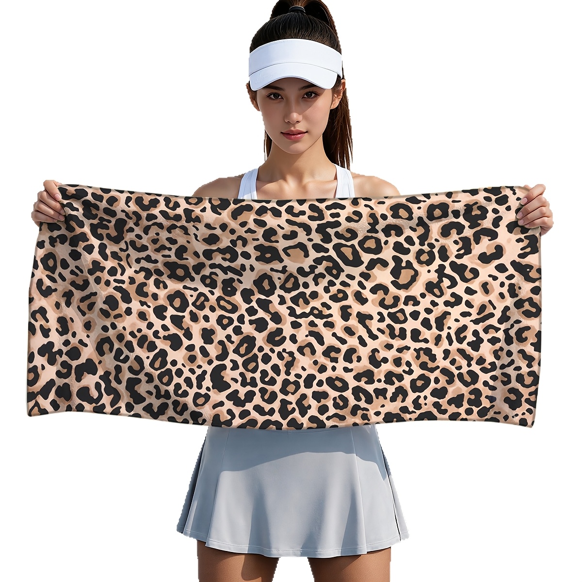 TEMU 1pc Leopard Print Quick-dry Beach Towel Suitable For , Microfiber Portable Towel With Soft Absorbent Suitable For Swimming, Surfing,,, Gym,