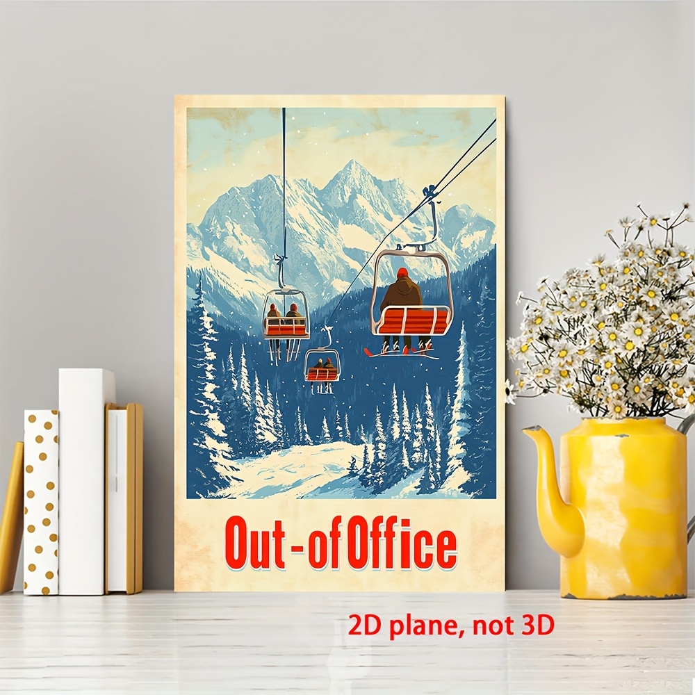 colorful retro ski boot canvas wall art wooden framed, vintage