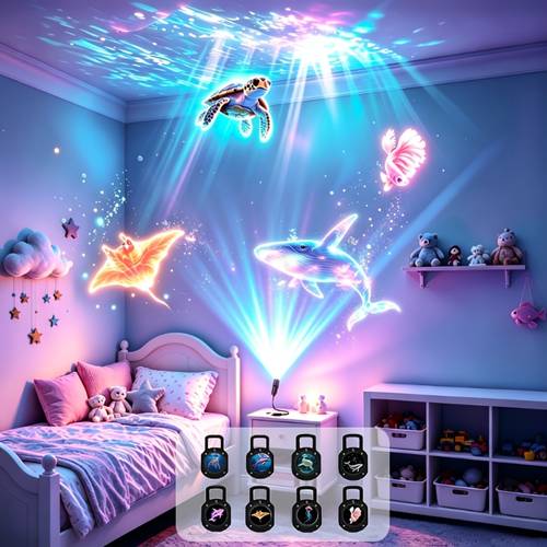 1pc this usb ocean animal projection lamp with 8 cards 360 rotation projects whales jellyfish perfect for bedroom living room a gift