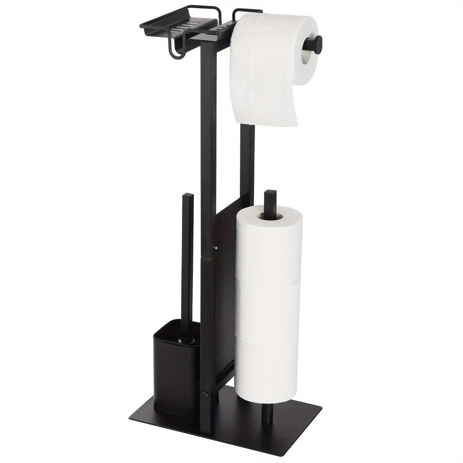 Image of Toilet Paper Holder Stand With Toilet Brush, Multifunctional Toilet Set Including High-quality Toilet Brush, Practical Toilet Paper Holder, Space For Rolls And Top Shelf