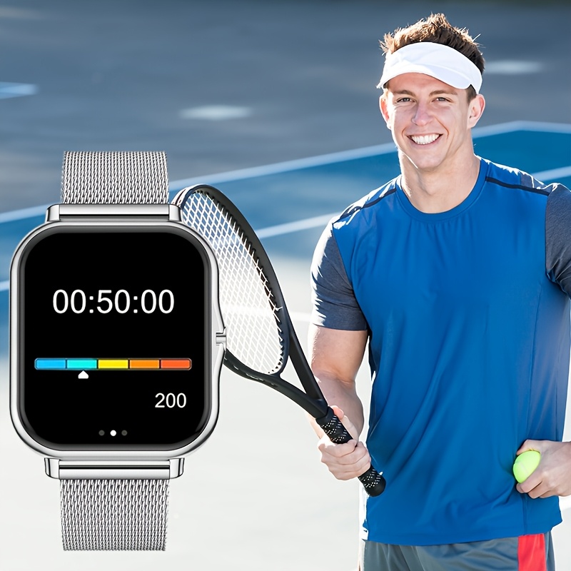 Smartwatch with Stainless Steel Mesh Band, Multiple Sports Modes, Compatible with iPhone and Android Systems, Best Gift Choice