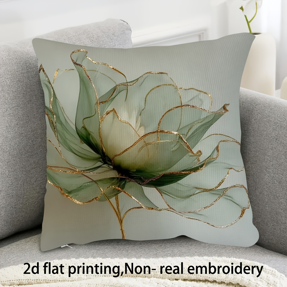 TEMU Taie d'oreiller 2D et 1 pièce, , motif rose vert sauge, décoration idéale pour canapé ou lit, impression sur une seule face, coussin non inclus