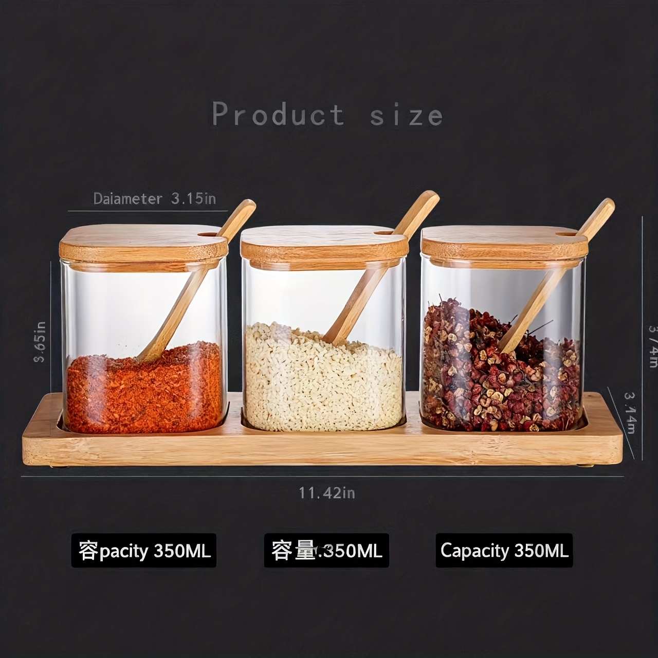 300ml 3er set gewürzgläser salz pfefferbehälter löffel