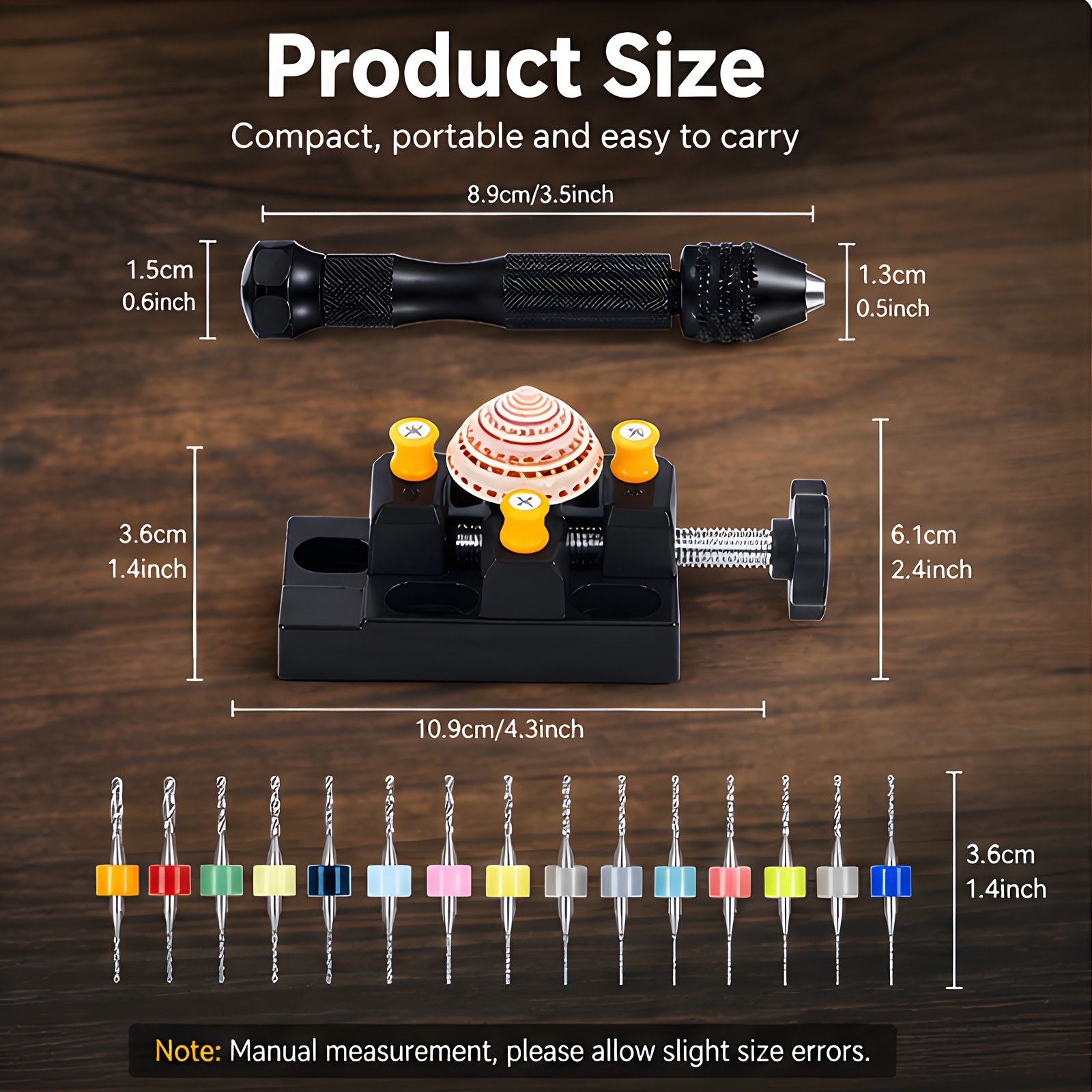 Image of 37pcs Precision Hand Drill Bits Set, Set With 25pcs Spiral Drill Bits, 10pcs Pcb Mini Drill, 1pc Vice And Manual Drill, Hand Drill Tools For Drilling, Jewellery Carving