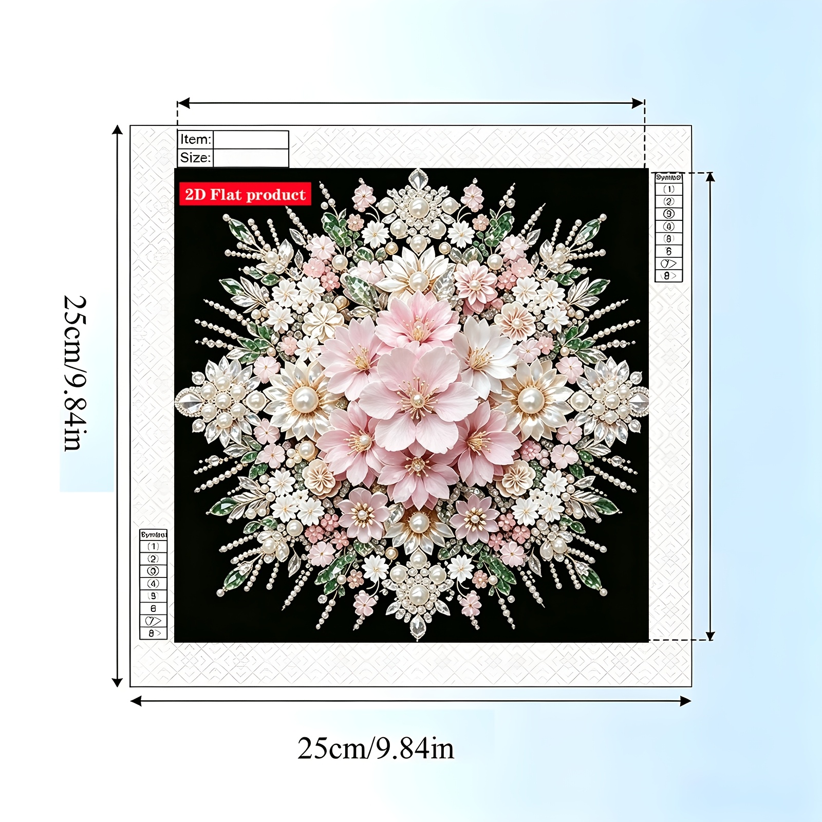 TEMU 2D Platte Mandala Roze Kersenbloesem Parel Bloem Bal Diamant Schilderen Kit, Frameloze Handgemaakte Diamant Schilder Set, Gemaakt van Unieke