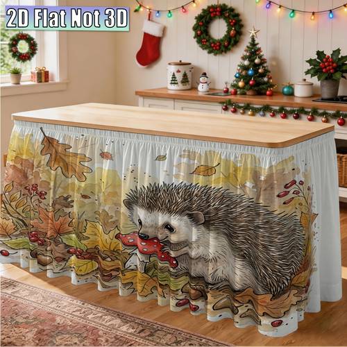 2d flat 1pc party tablecloth autumn forest small animals themed decorative party table skirt suitable for banquet parties kitchen decor family dinners decorations multipurpose reusable a themed atmosphere
