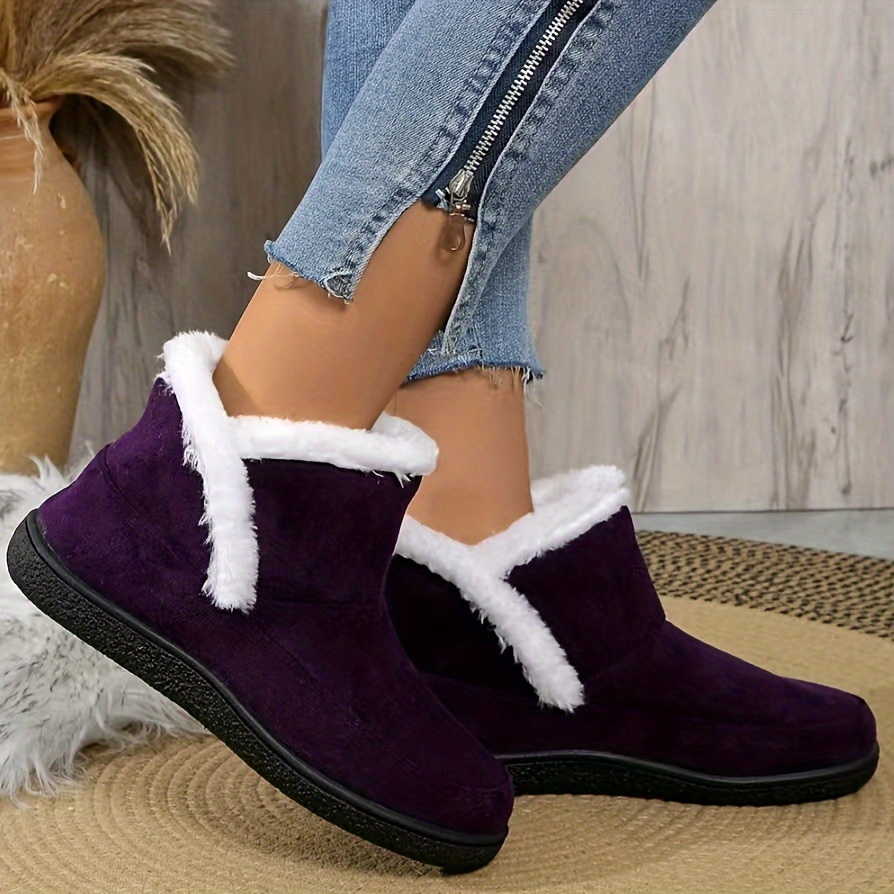 womens casual winter slippers soft and cozy fleece lined rubber outsole breathable cotton upper flat heel slip   details 7