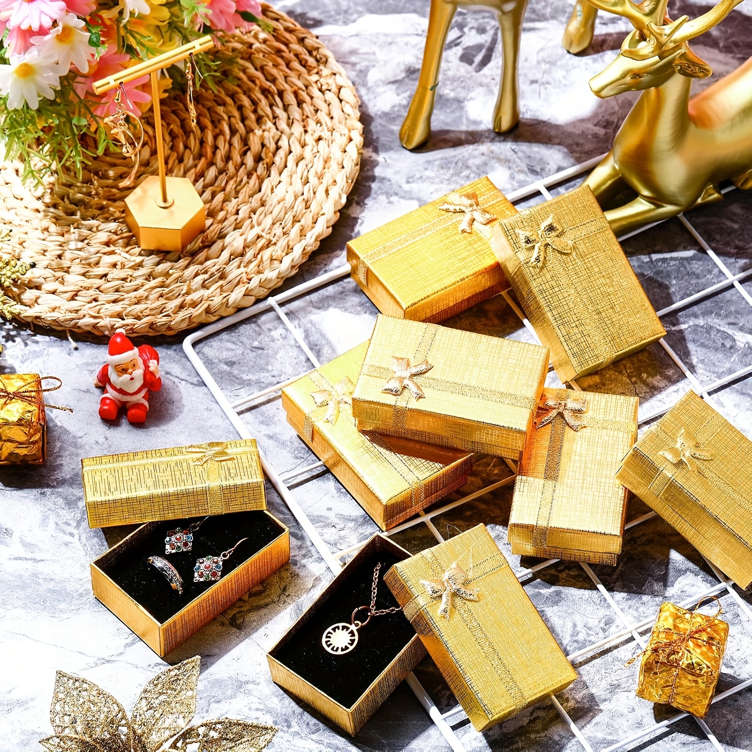 20pcs jewelry gift box set small gift boxes cardboard paper jewelry boxes packaging empty gift boxes with lids ribbon bowknot for rings earrings bracelet necklace boxes mothers day valentines day gift