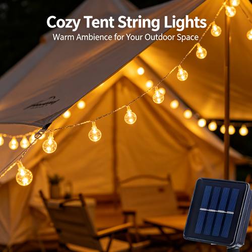 item picture new ni mh solar outdoor transparent wire light string bubble ball light string warm ball light string ip65 protection level lawn light 8 lighting camping tent string for