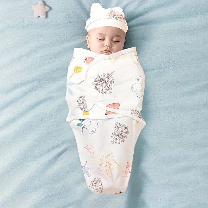 Newborn Swaddle Blanket Set: Adjustable Swaddle Sleep Bag for Boys and Girls, Suitable for 0-6 Months, Machine Washable, Made of Soft Cotton
