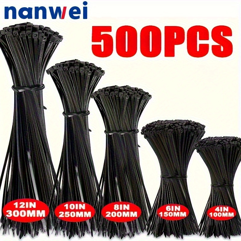 ANOSON Assorted Zip Cable Ties - 400 Pack, Sizes 4, 6, 8, 12 Inch, Black Nylon UV Resistant - View #4