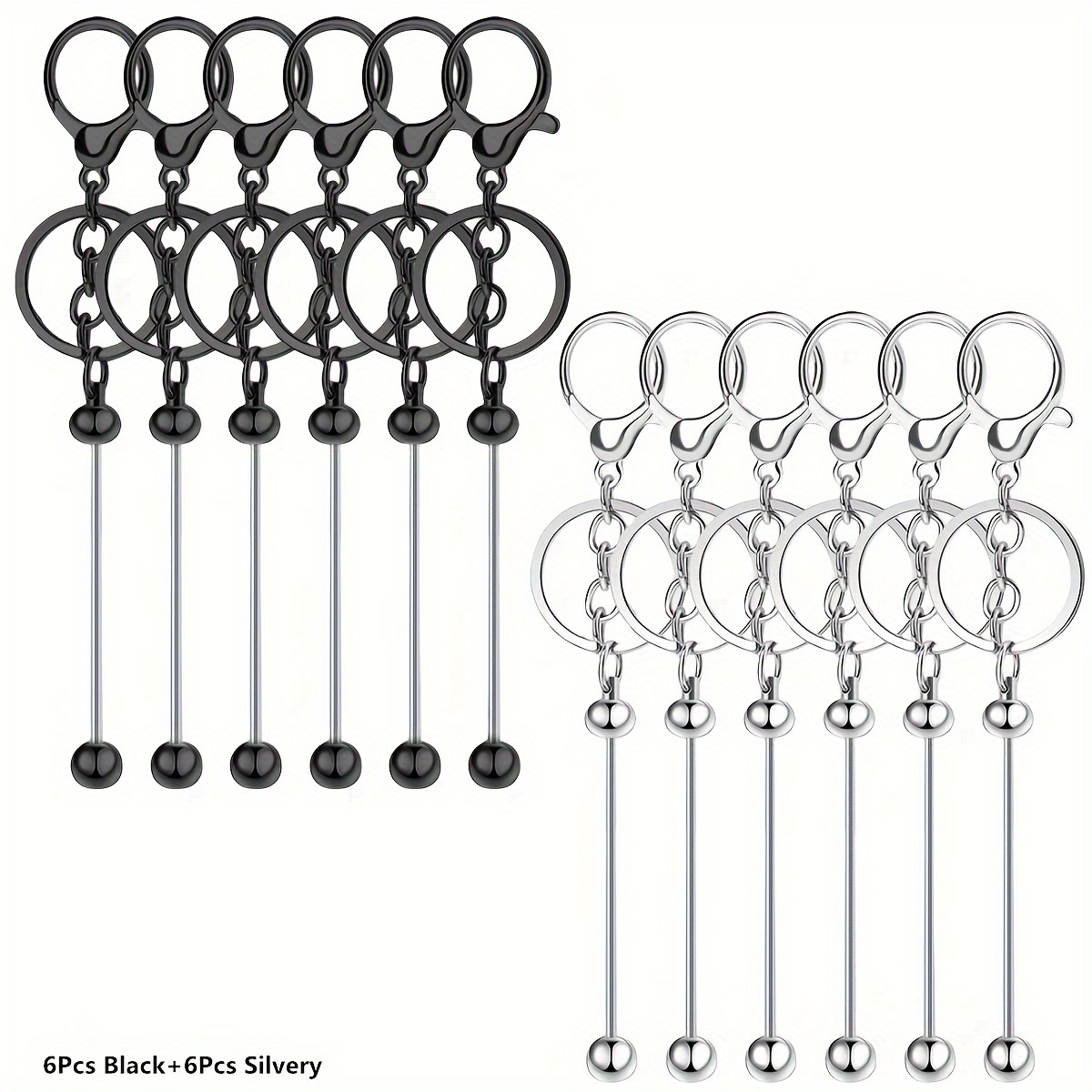 [no Beads] 12 Stylish Alloy Keychain Bars, Craft Supplies Hanging Chains Valentine's Day Gifts For Men And Women