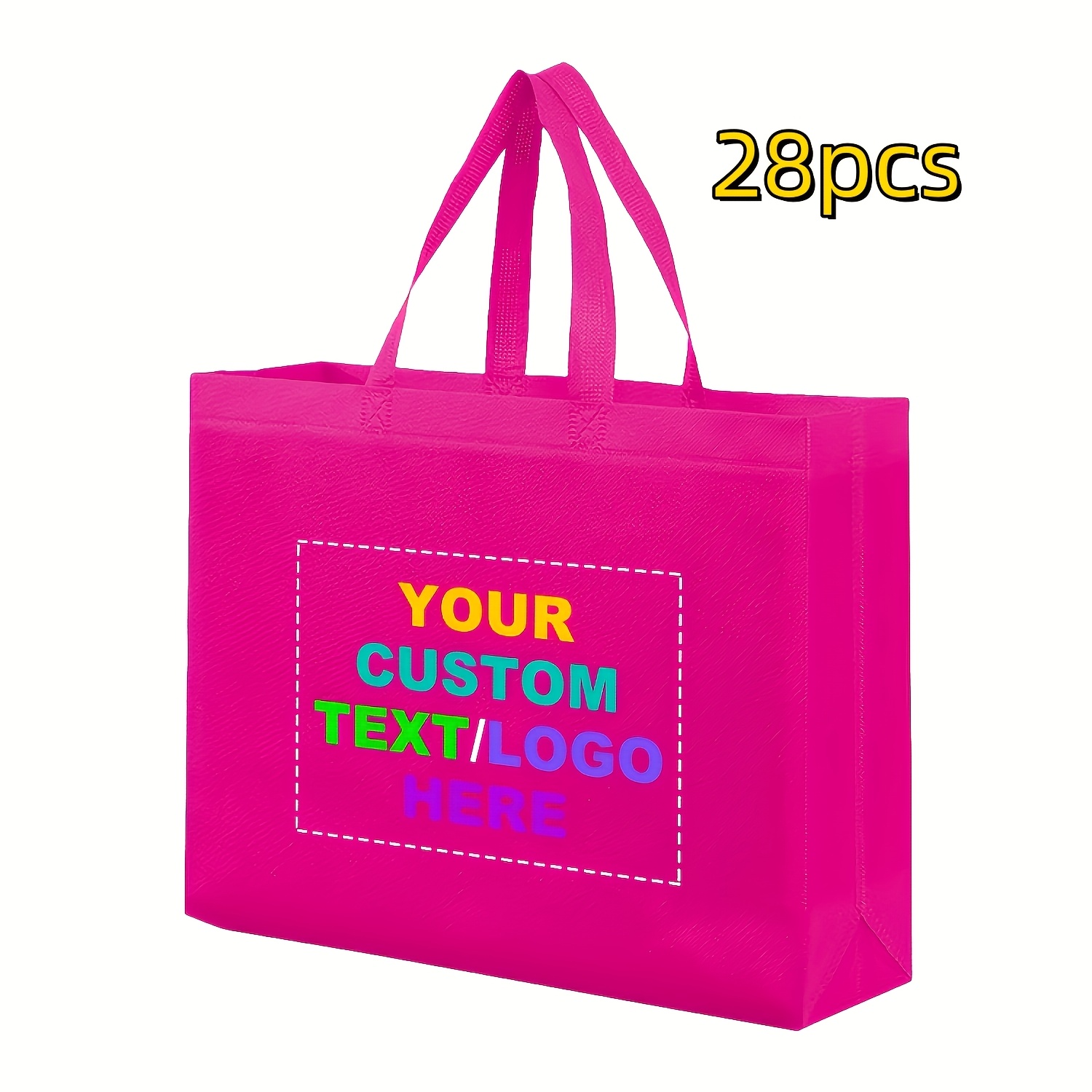 TEMU Gift For Her/him 28pcs Customizable Reusable Tote Bags - Printable Text/logo/photo, Large Capacity Handbags, Party Gift Bags, Durable Non-woven