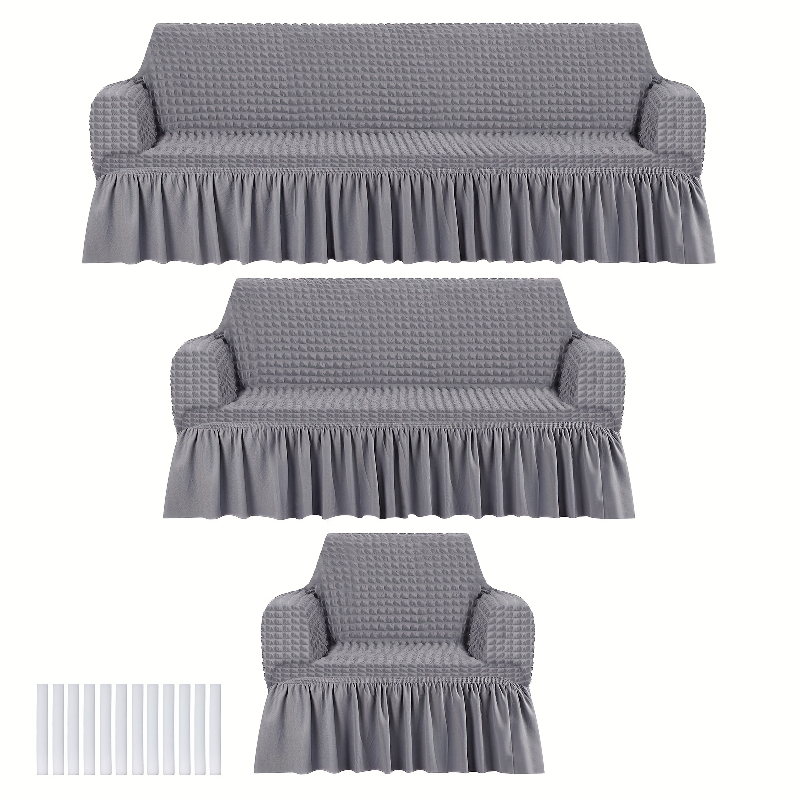 3pcs Sofa Slipcover Set For Couch Cushion Durable Washable High Elastic Stretchable Furniture Couch Covers With Skirt For Sofa Loveseat Arm Chair