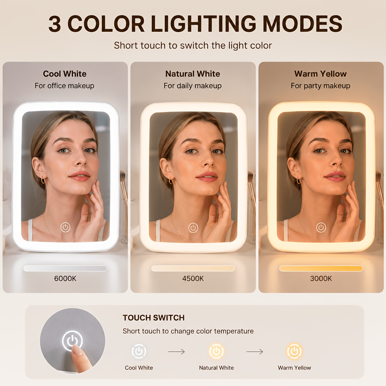 high definition lighted for makeup mirror with elegant round design clear mirror restores   details for precise for makeup   light protects eyes Product details 2