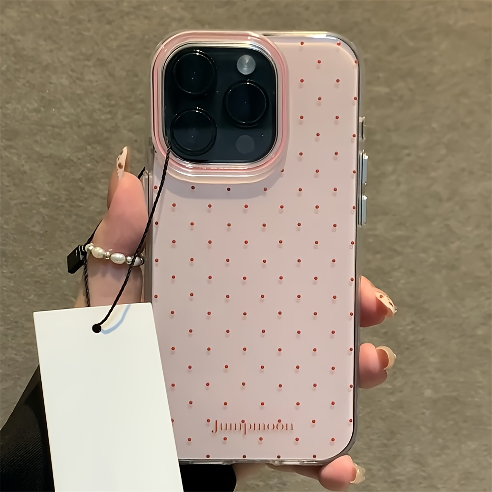 E-shop Modische Polka-Dot-Buchstaben-Handyhülle in Macaron-Farben, Kompatibel mit for iphone 16, 15, 14, 13, 12 Pro Max und 11. Das Niedliche & Weiche