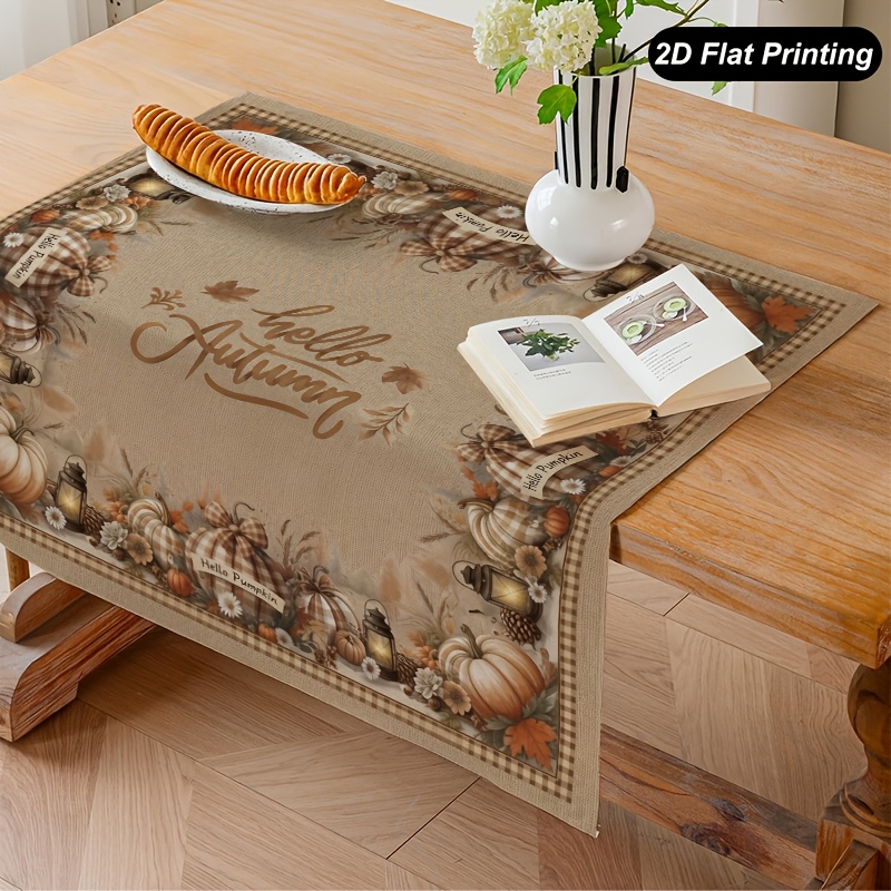 TEMU 1pc Autumn Square Tablecloth With Fall Leaves Wood Farmhouse Kitchen Table Decoration Indoor Holiday Party Thanksgiving Decoration Fall Decor