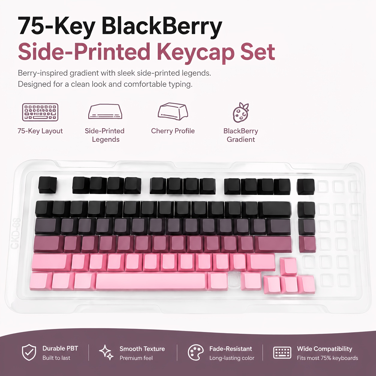 imagen del artículo teclas retroiluminadas oem con 75/87 teclas y material pbt de   haz en estilo minimalista 61-64-68-84-87-96-98-100-104 teclado mecánico teclado gaming con iluminación rgb adiciones   retroiluminado degradado material pbt   teclas para teclado mecánico