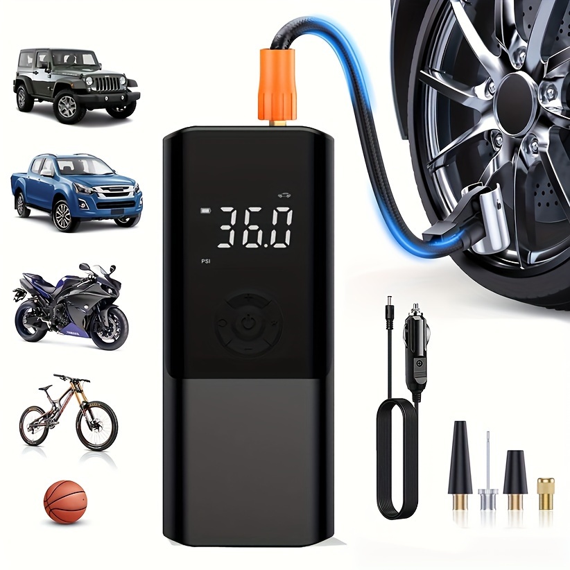 tire inflator portable air compressor 150psi auto air pump for car tires 12v electric tire pump with lcd digital pressure gauge led light for motorcycle car accessories car pump automotive