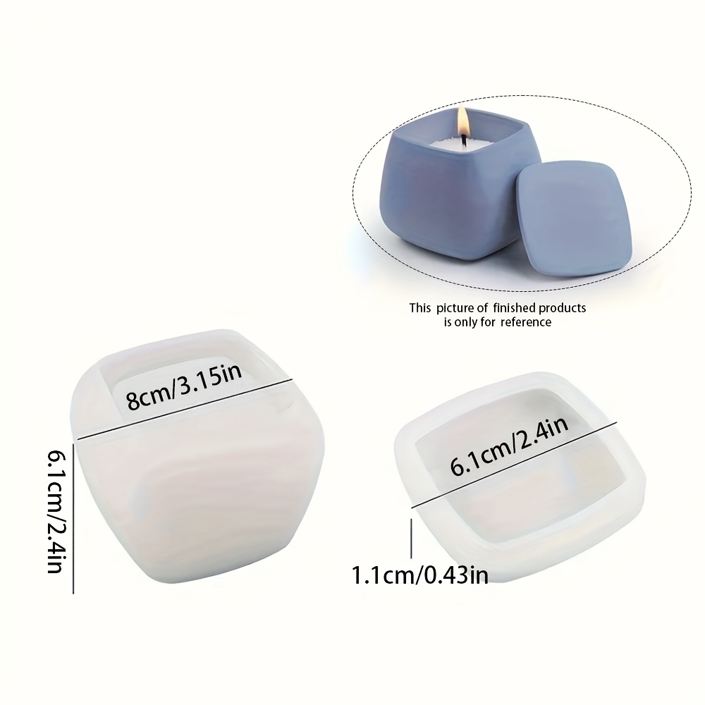 Dtoho Silicone Jar Candle Mold With Lid - Square Belly Shaped Wax/resin Compatible Mould Suitable For Diy Crafts, Plaster, Cement, Concrete Casting - Candle Cup Mold For Home Decoration & Resin Art