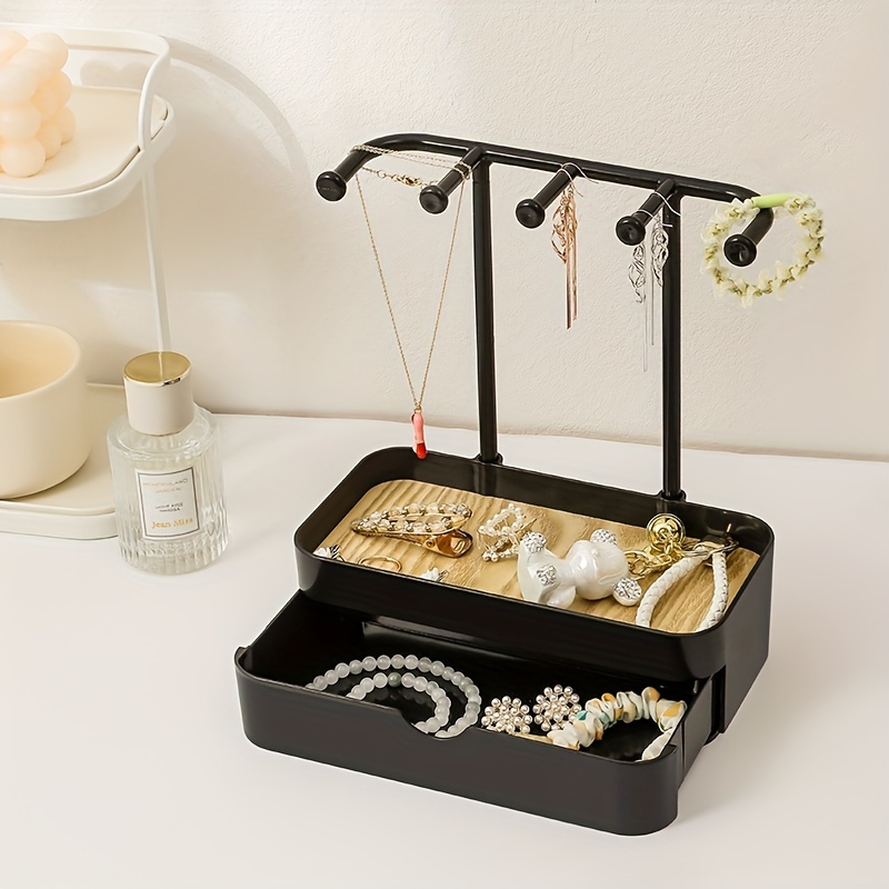 

1pc Japanese-inspired Minimalist Jewelry Organizer - Earrings, Necklaces, Bracelets Display Stand With Storage For Keys & Accessories - Bedroom, Vanity, Bathroom, Entryway