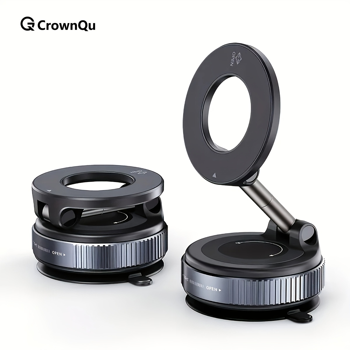Magnetic Phone Mount Set With Vacuum Suction Cup - Includes 4pcs Accessories With1 Holder, 1 , 1 Cleaning Cloth-phone Holder With Mechanical Vacuum Suction Cup