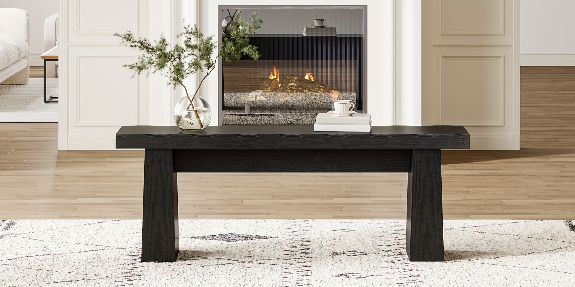 Black Wooden Bench Detail