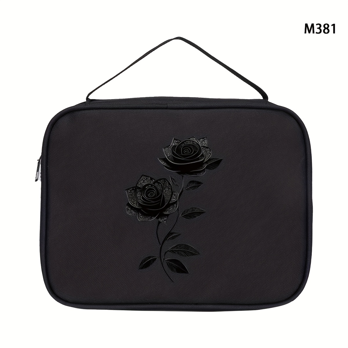 TEMU A Stylish And Minimalist Black Tote Bag With A Rose Print, Use And Versatile Enough For Purposes