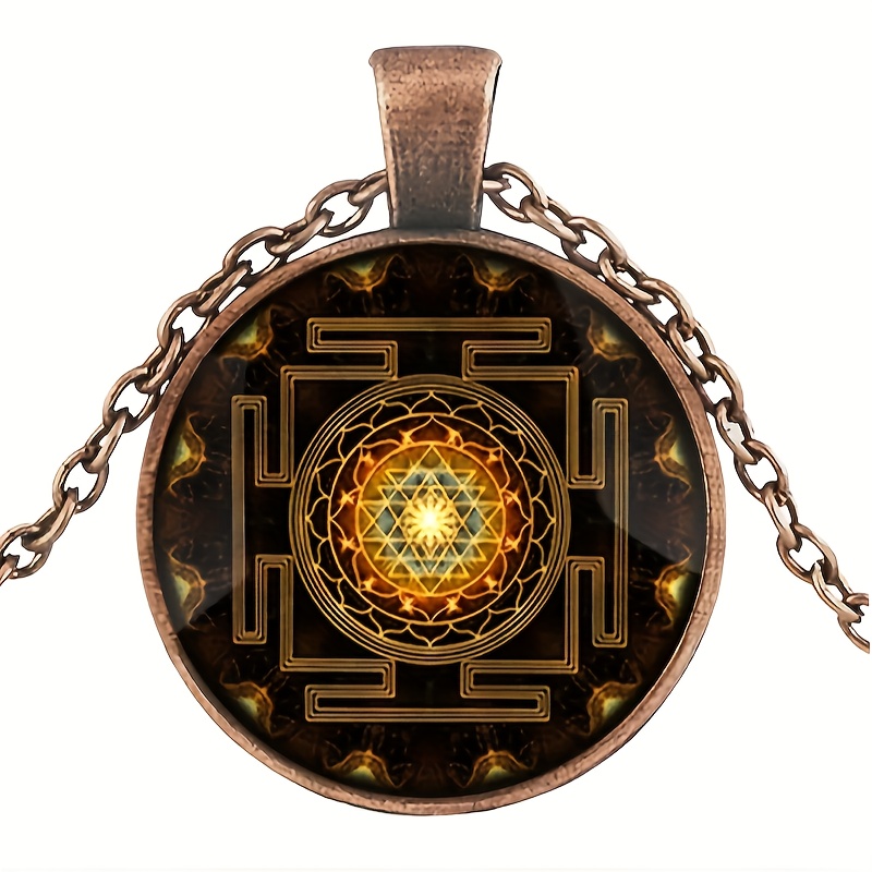 

Pendant 1.25" Inch - 11000 Mantra Energized Sacred Gold Plated Hollowed Sri Pendant Necklace Jewelry