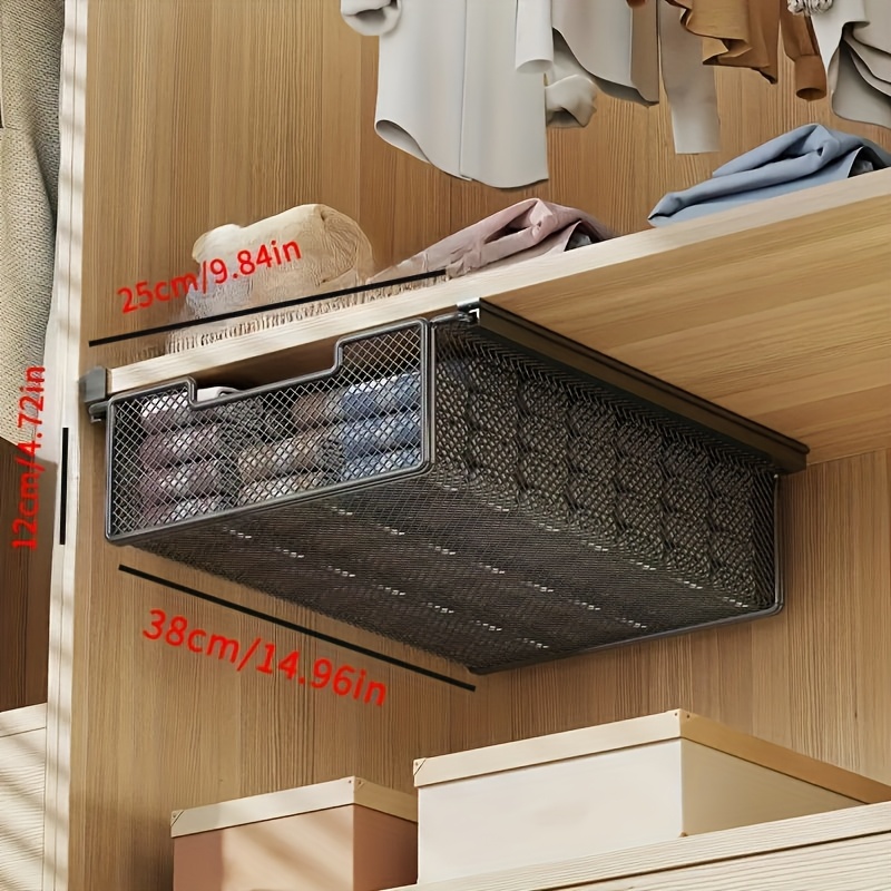 Portable Under-Table Hanging Storage Basket with Pull-Out Drawer