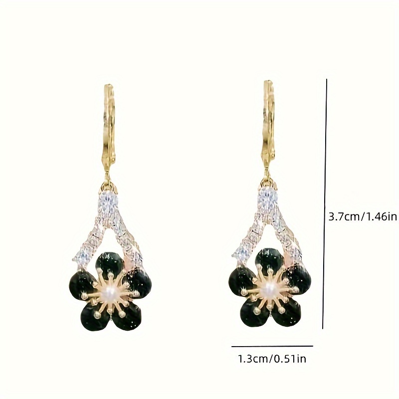 elegant green cubic synthetic synthetic zircon flower earrings luxurious alloy dangle jewelry for   for parties gifts Product details 6
