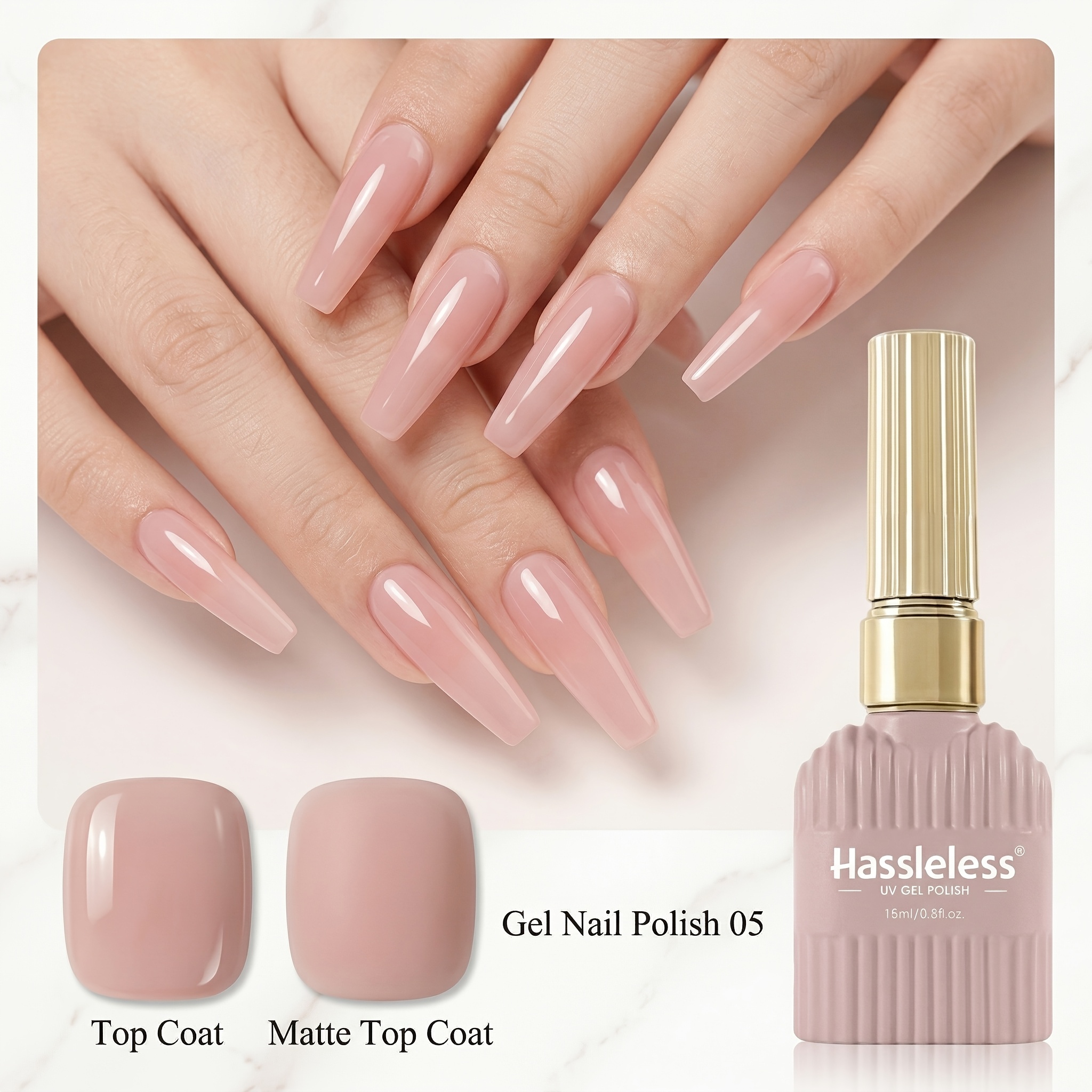 Image of Hassleless 1pc Seasonal Versatile Series Pink Nail Polish, Semi-permanent Shine, High , Durable And Gentle, Requires Light , Suitable For Nail Salons And Artistic Nail Designs, An Ideal Gift For Women