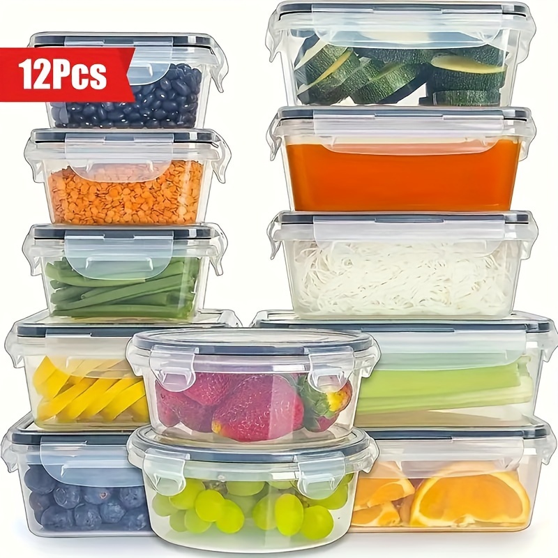 

12pcs Airtight Food Storage Container Set With Easy - Bpa-free Plastic Containers For Picnics, Camping, Office, And School - Your And Organized