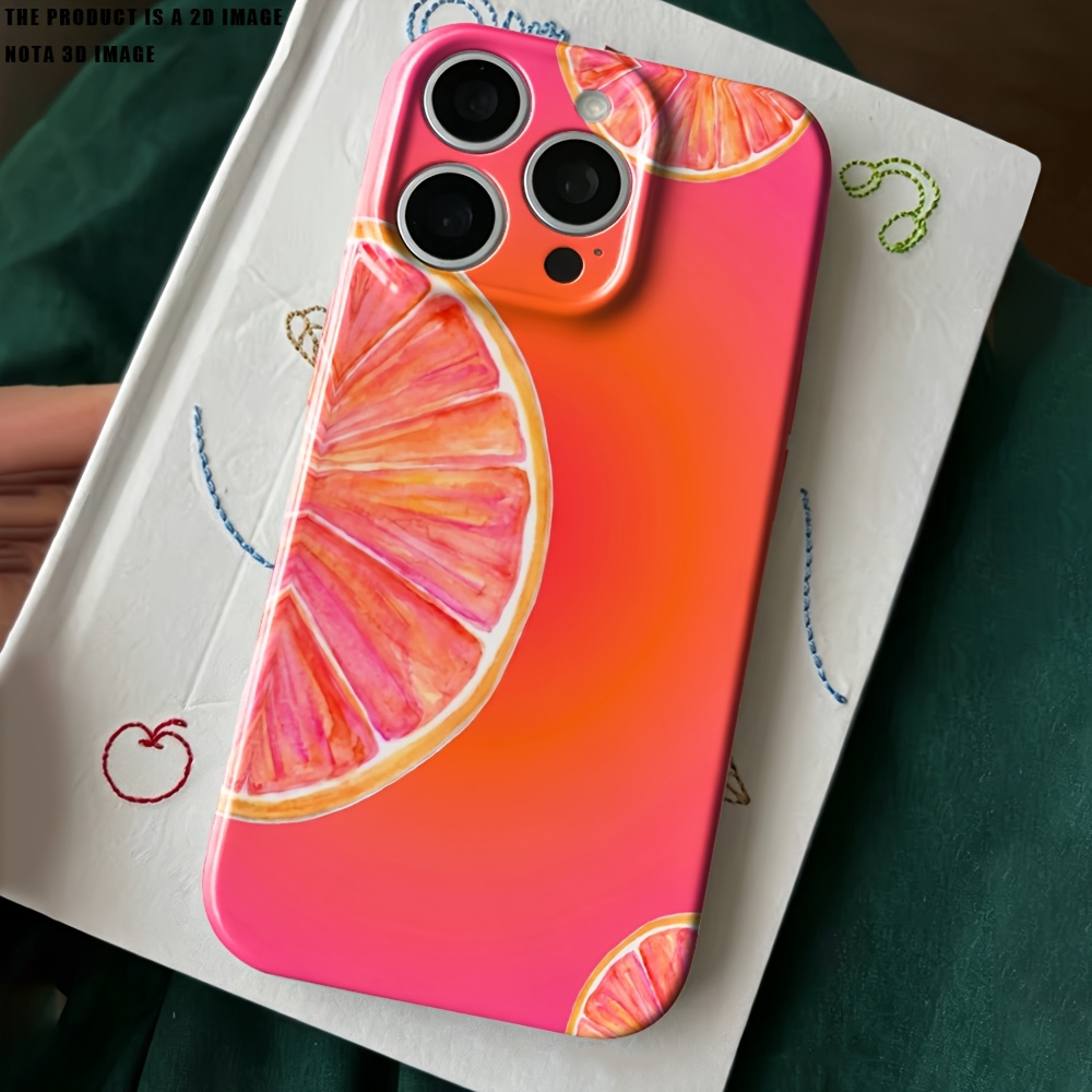 TEMU Phone Case: 2026 Background Orange Fruit 2d Printed Pattern Phone Case Suitable For Iphone 17 16 16e 15 14 13 12 11 Pro Max Xr Xsmax 8 7 Plus