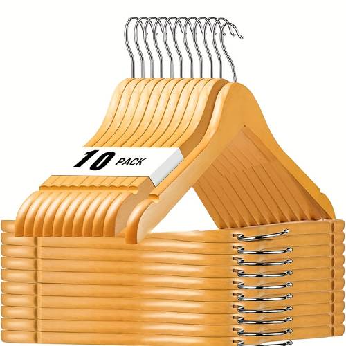 10pcs 20pcs wooden hangers solid wood clothing store hangers for hanging clothes wardrobe wooden hangers home drying hooks classic solid wood coat hangers with 360 degree rotatable hooks