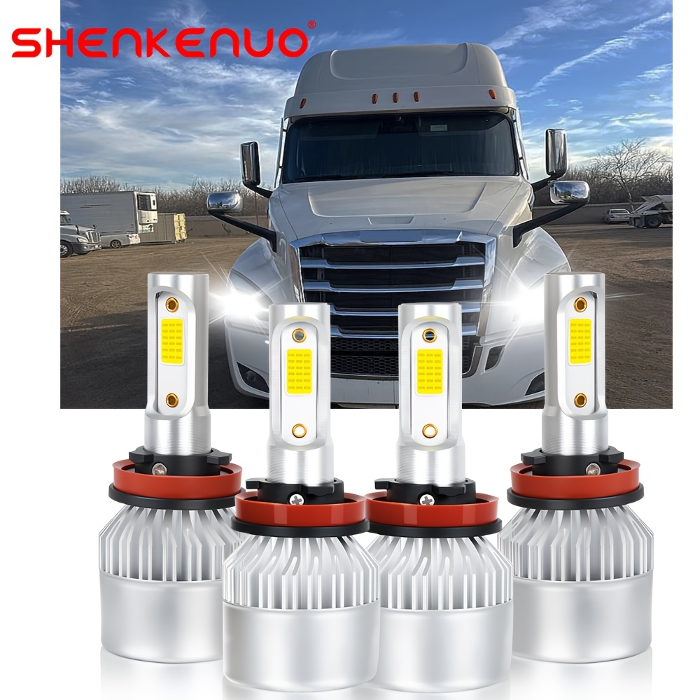 For Freightliner 2008-2021 Led Headlight High Low Bulb Kit | , 12v, H11, Aluminum, 6000 , Brand: Shenkenuo, Without Battery