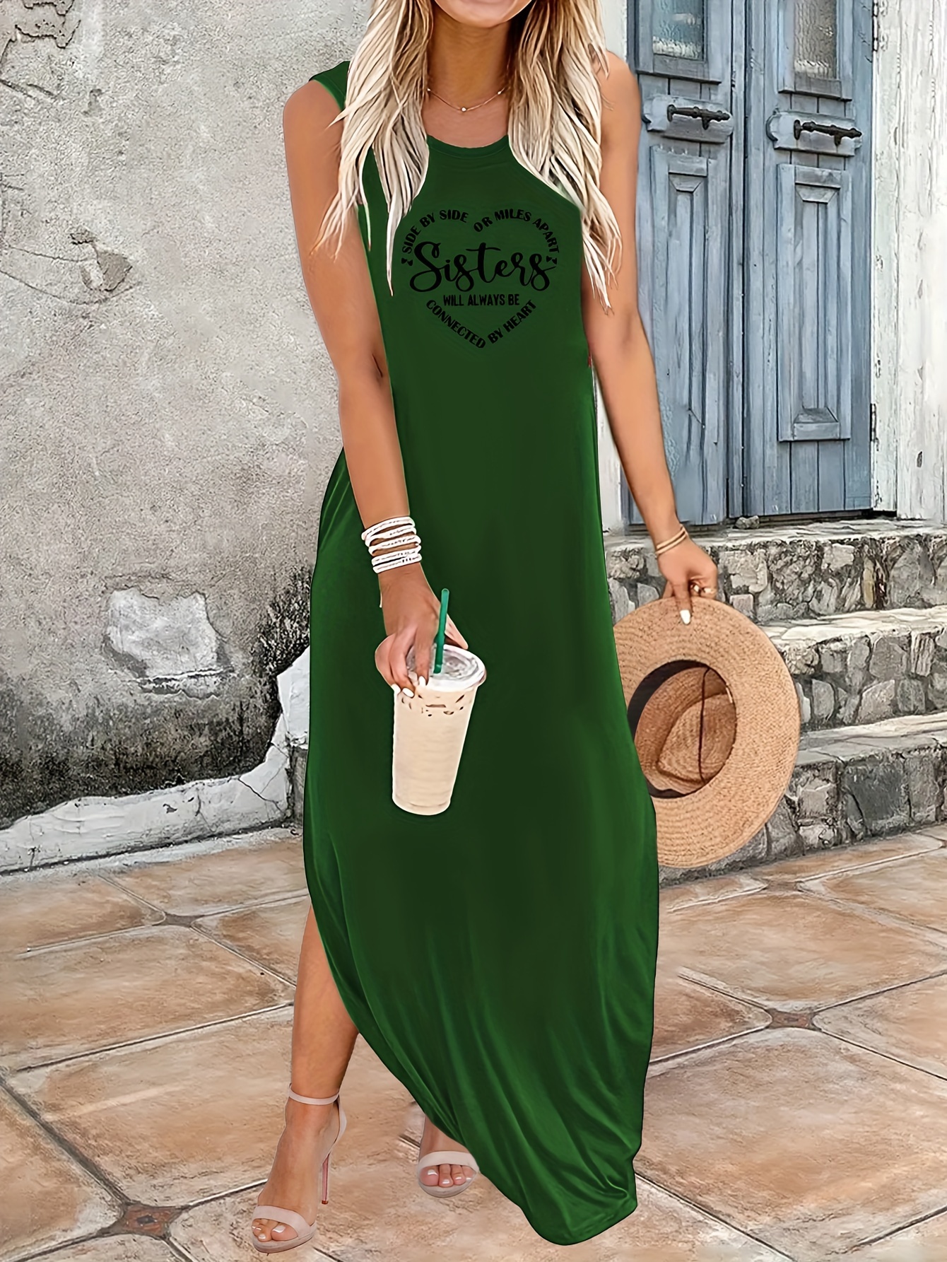 Letter Print Sleeveless Tee Dress Casual Tank Dress Spring Temu Australia