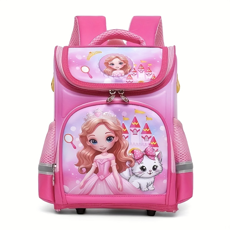 TEMU Princess And Cat 3d Hard Shell Kids Backpack, Lightweight Eva Material, With Adjustable Shoulder Straps, Breathable Mesh Pockets, Cute Suitable