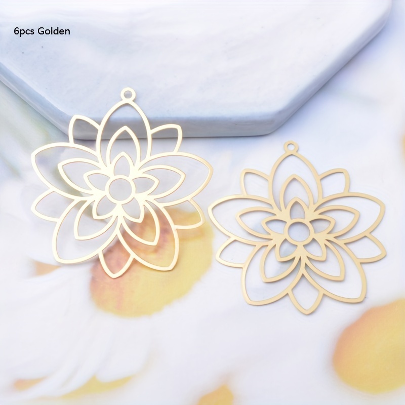 Image of 6pcs Brass Painted Colorful Flowers Golden Plated White Charms Earring Dangle Connector Women's Earring Making Jewelry Additions