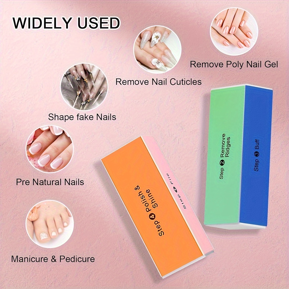 10pcs Random Color 4-Sided Sponge Nail Buffers