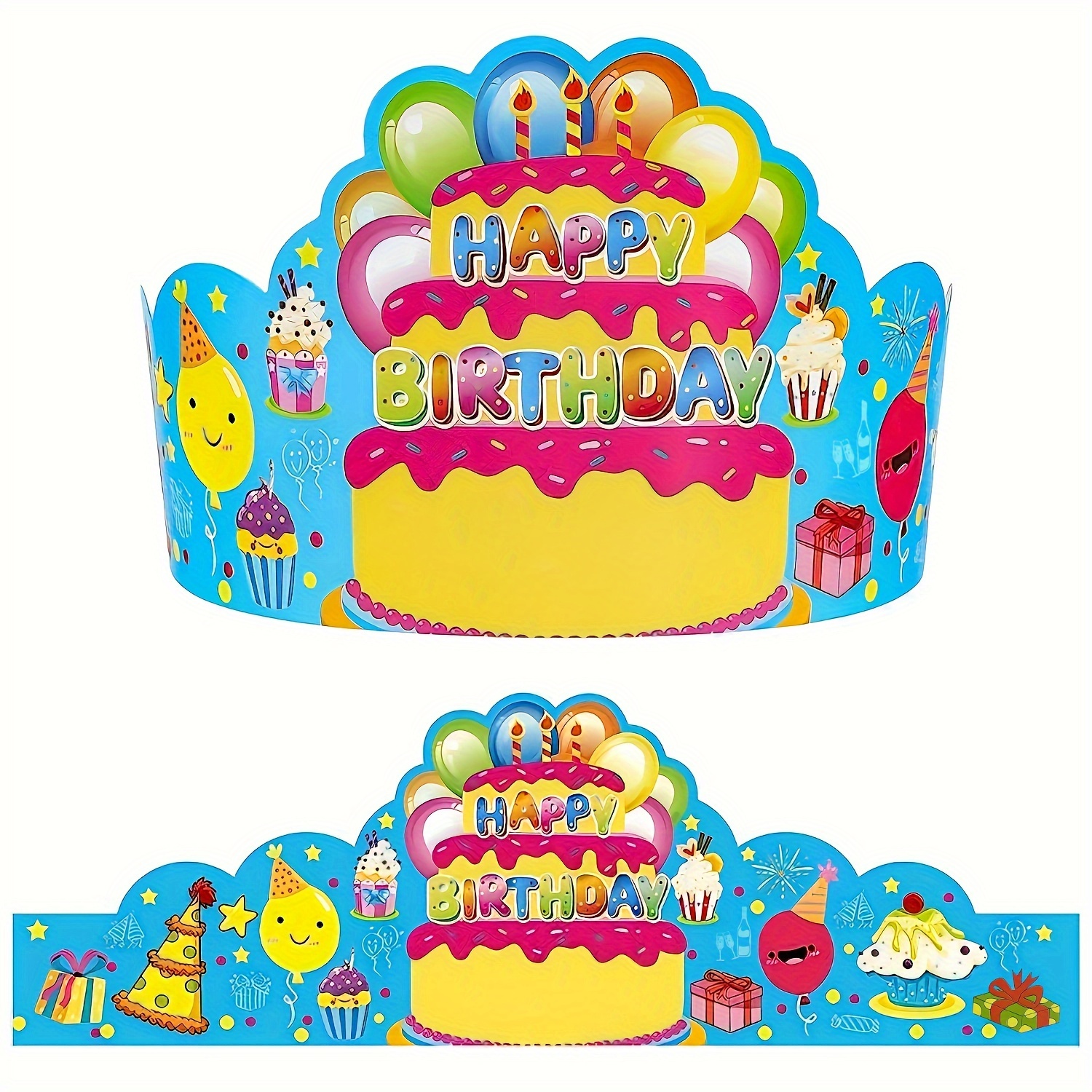 Image of 15pcs Happy Birthday , Paper Birthday Hat Crowns For Classroom Birthday Gifts Kids' Party (colorful) Halloween Christmas Back To School