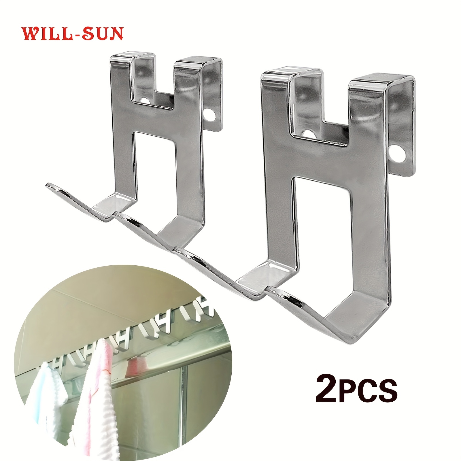 TEMU 1pc/2pcs/4pcs Ganchos para el hogar sin perforaciones, fuerte capacidad de carga, ganchos de metal para estante de almacenamiento de baño,