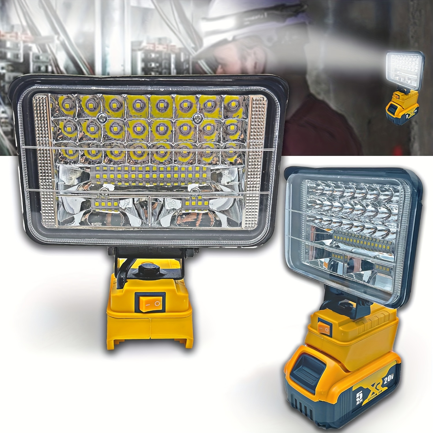 PICAA Lampe Travail LED Dewalt 40W - 4000LM, Ports USB, Sans Fil, IPX4