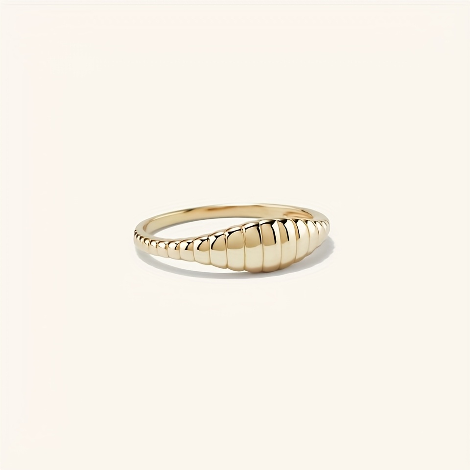 Women's Stainless Steel Ring Bohemian Wave Pattern Durable Jewelry