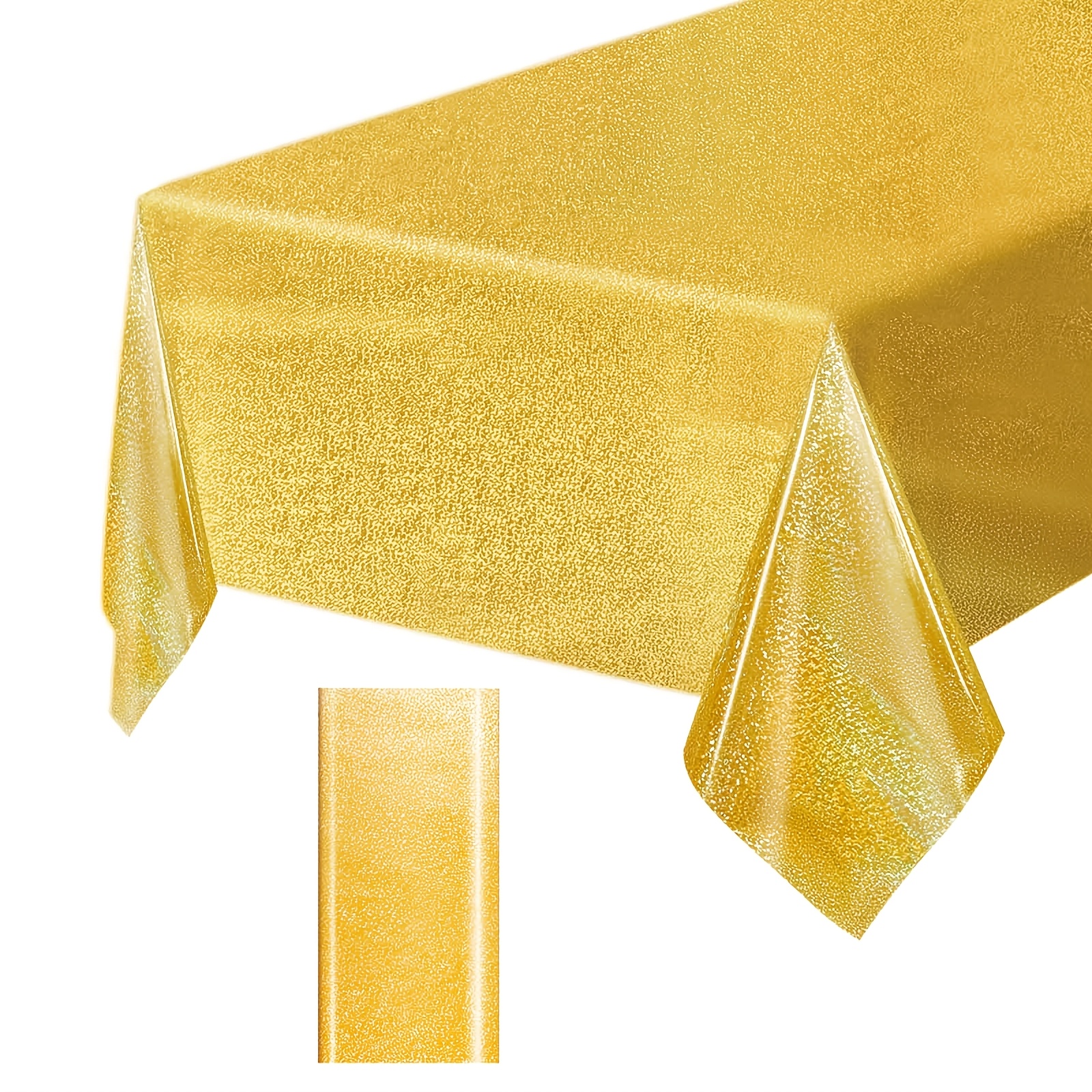 TEMU 1pc Golden Holographic Laser Disposable Plastic Tablecloth, Fully Covered With A Delicate Glitter Texture, Featuring A Gorgeous And . Suitable