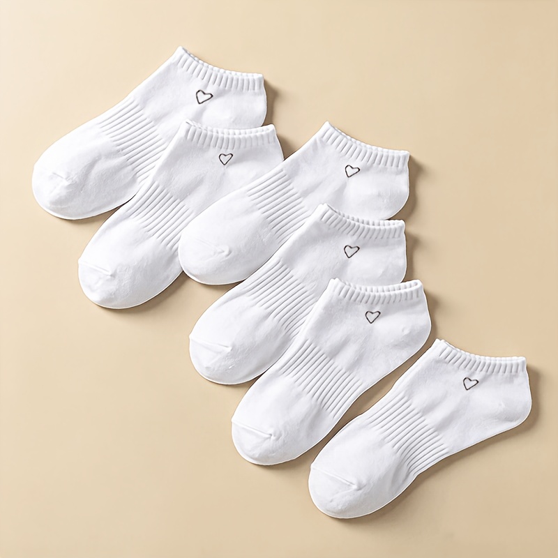 E-shop 6 Paar weiße Damen Sport Knöchelsocken für Frühling und Sommer, mit rutschfestem Design und , feuchtigkeitstransportierendem und atmungsaktivem