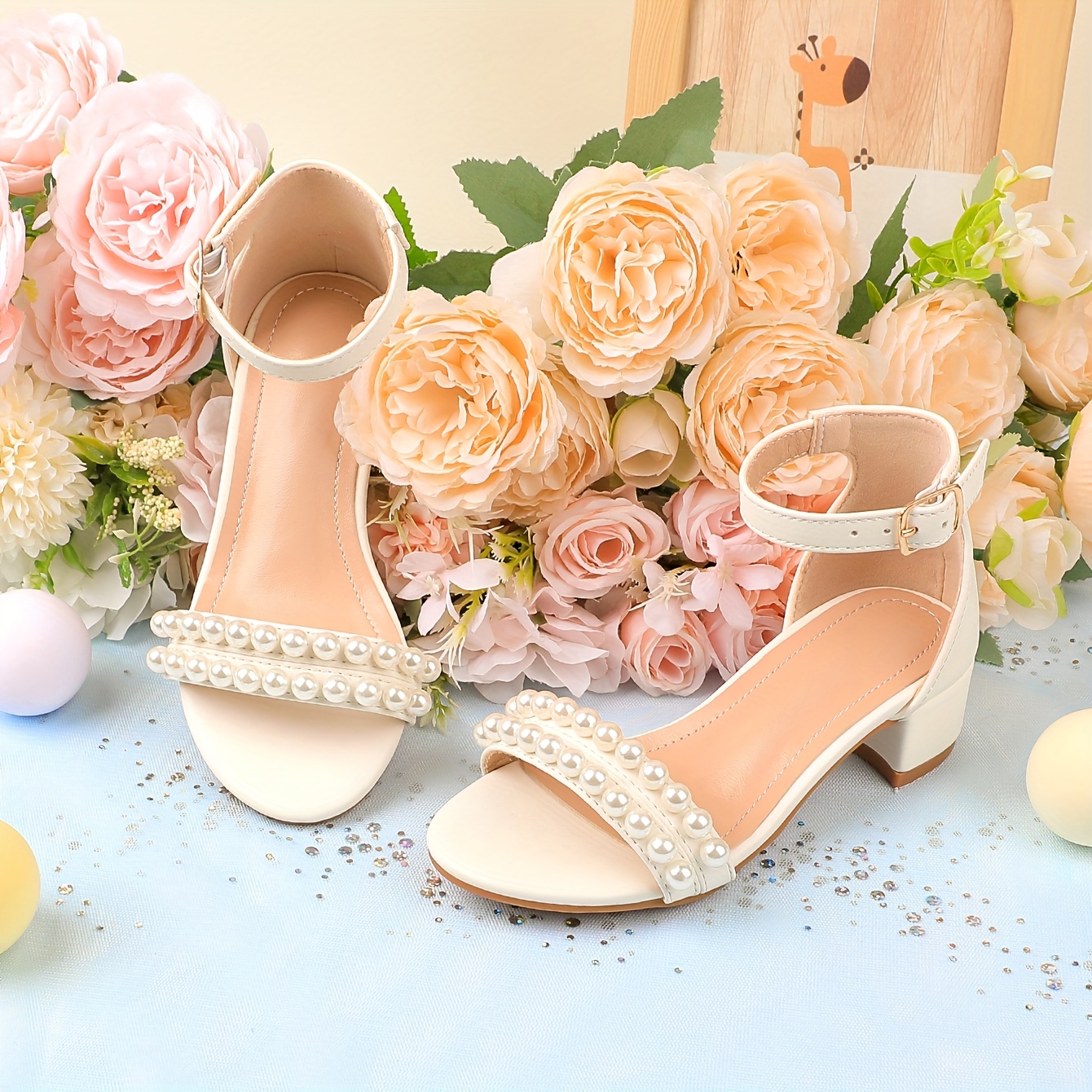 Girls' Dress Sandals with Open Toes Shoes, Flower Mary Janes, Low-Heeled  Party And Wedding Shoes Suitable for Toddlers And