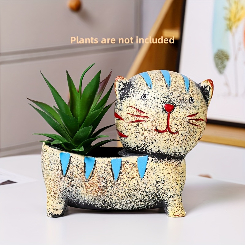 Vaso Per Piante Grasse In Ceramica A Forma Di Gatto - Fioriera Con Coda, Decorazione Per Casa E Ufficio, Regalo