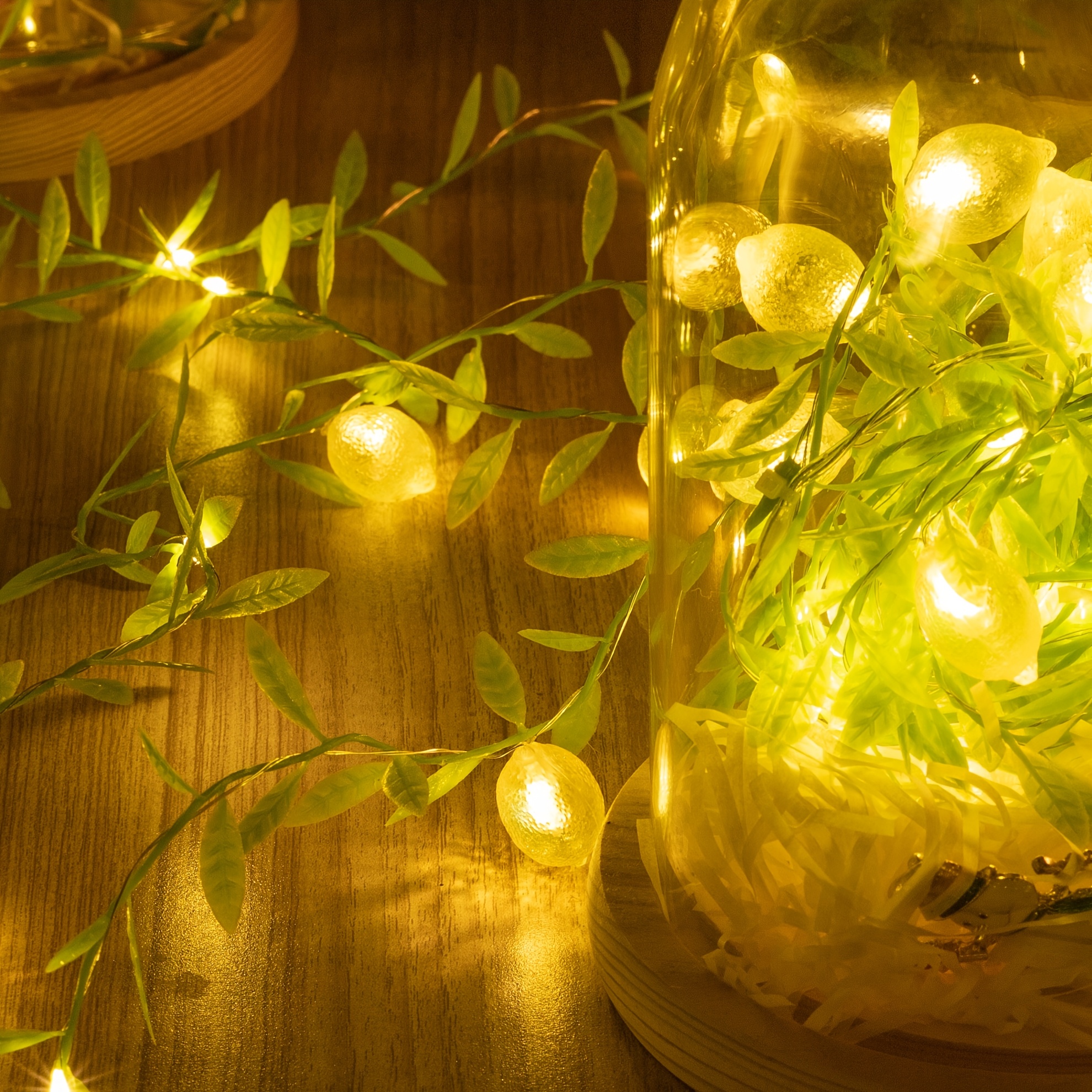 TEMU Fresh And Simple 3d Lemon Fairy Light | Green Leaf Lemon Led Light With Green Vine | For Spring, Summer, And | For Decorating Dead Trees, Room